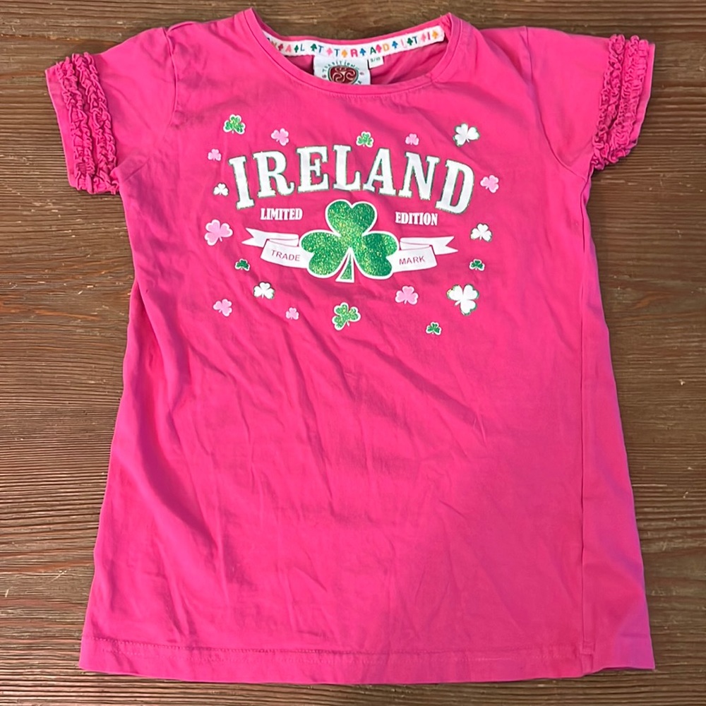 St Patrick’s Day/Ireland t shirt pink sz 9/10